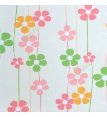 Pink white yellow green color flowers vertical hanging floral pattern roller blind